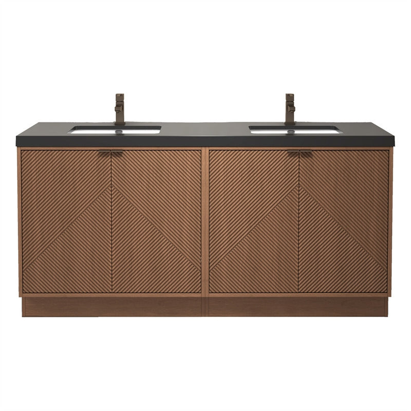 Moreno Bath MT72DFS Mason 72" Fluted Freestanding Bathroom Vanity with Double Sink Top
