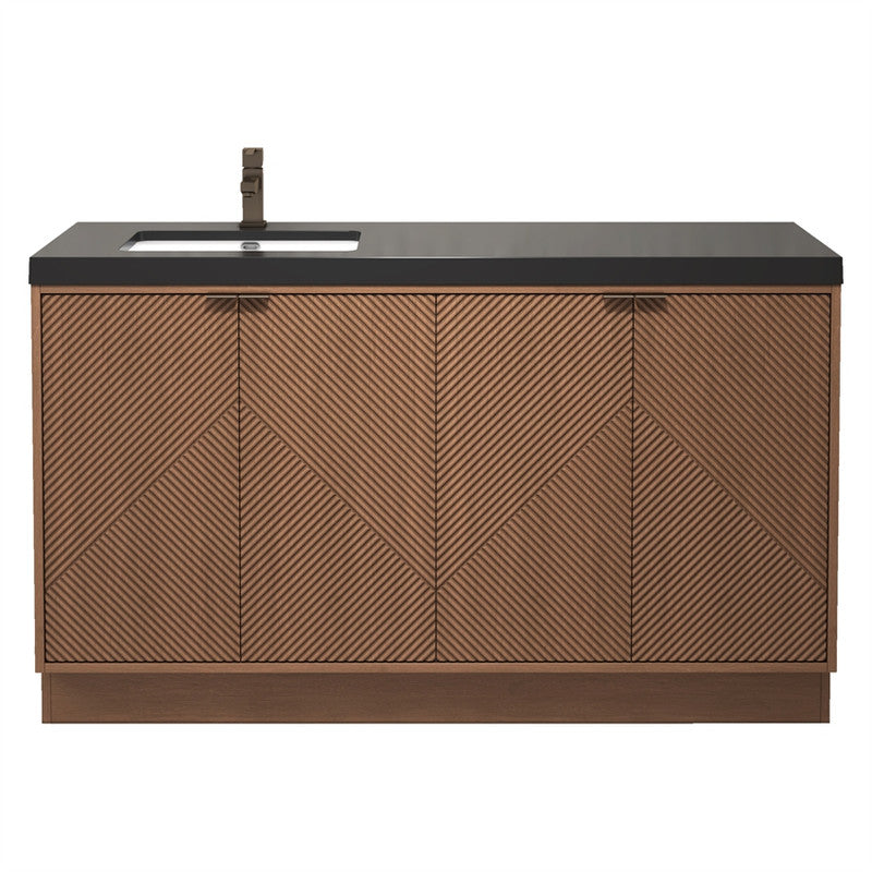 Moreno Bath MT60SLFS Mason 60" Fluted Freestanding Bathroom Vanity with Left Side Sink Top