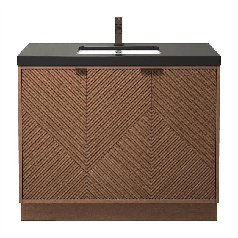 Moreno Bath MT42RFS Mason 42" Fluted Freestanding Bathroom Vanity with Sink Top (Right Side Drawers)