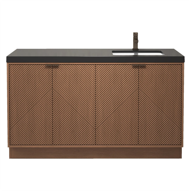 Moreno Bath MT60SRFS Mason 60" Fluted Freestanding Bathroom Vanity with Right Side Sink Top