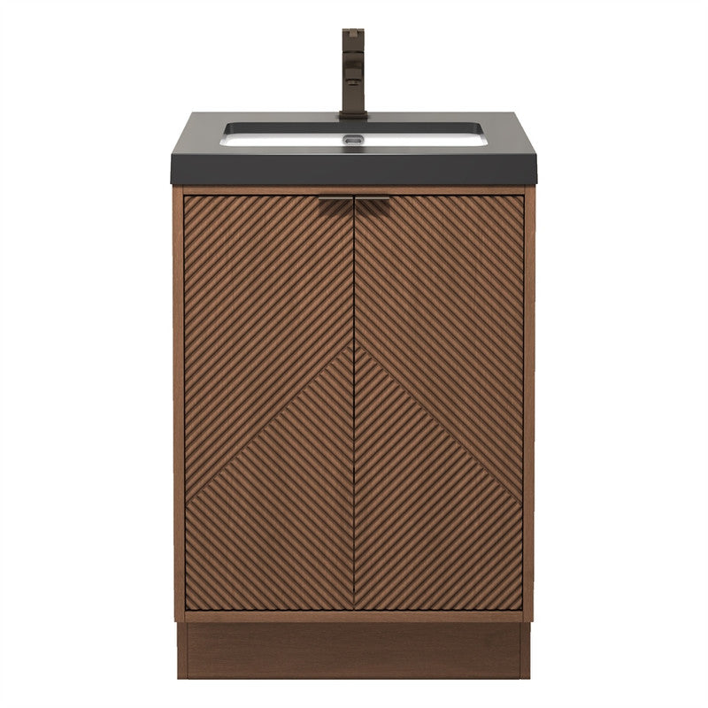 Moreno Bath MT24FS Mason 24" Fluted Freestanding Bathroom Vanity with Sink Top