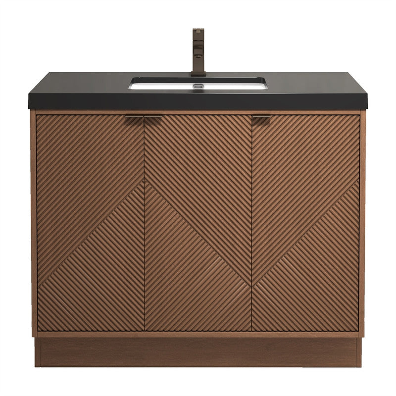 Moreno Bath MT42LFS Mason 42" Fluted Freestanding Bathroom Vanity with Sink Top (Left Side Drawers)