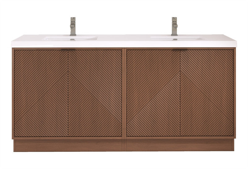 Moreno Bath MT72DFS Mason 72" Fluted Freestanding Bathroom Vanity with Double Sink Top