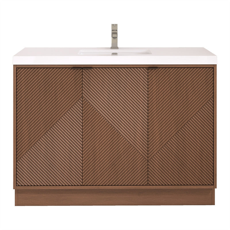 Moreno Bath MT48FS Mason 48" Fluted Freestanding Bathroom Vanity with Sink Top