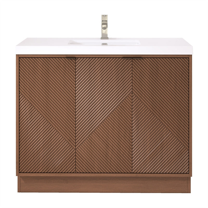 Moreno Bath MT42RFS Mason 42" Fluted Freestanding Bathroom Vanity with Sink Top (Right Side Drawers)