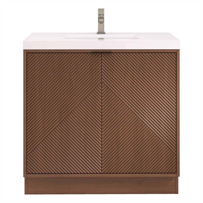 Moreno Bath MT36FS Mason 36" Fluted Freestanding Bathroom Vanity with Sink Top