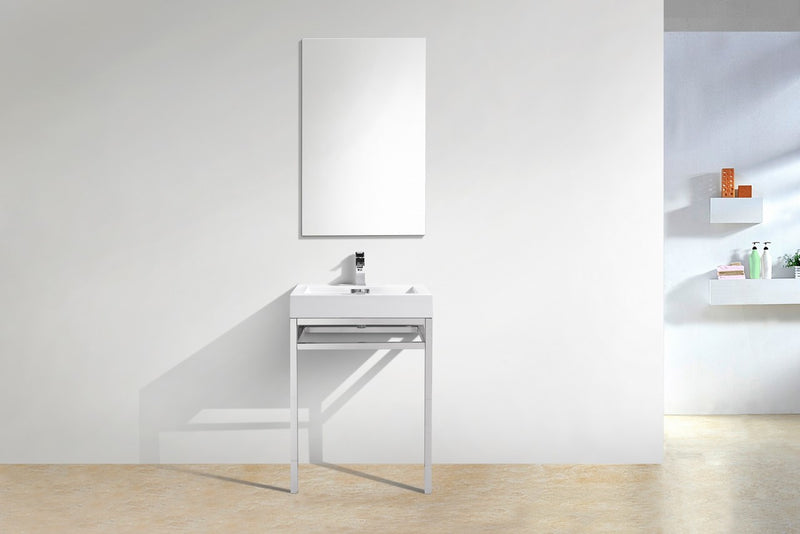Kube Bath CH24 Haus 24" Chrome Stainless Steel Console Single Sink Bathroom Vanity with Reinforced Acrylic Composite Top - view 5