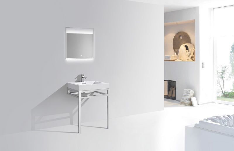 Kube Bath CH24 Haus 24" Chrome Stainless Steel Console Single Sink Bathroom Vanity with Reinforced Acrylic Composite Top - view 2