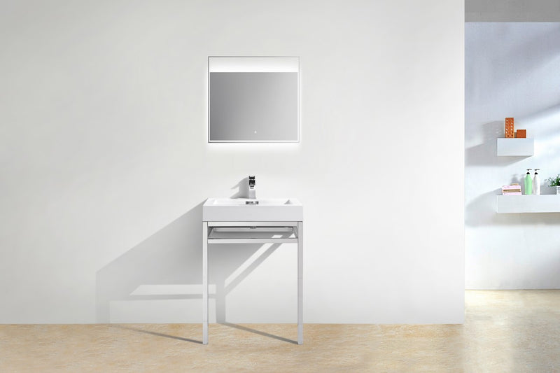 Kube Bath CH24 Haus 24" Chrome Stainless Steel Console Single Sink Bathroom Vanity with Reinforced Acrylic Composite Top - view 3