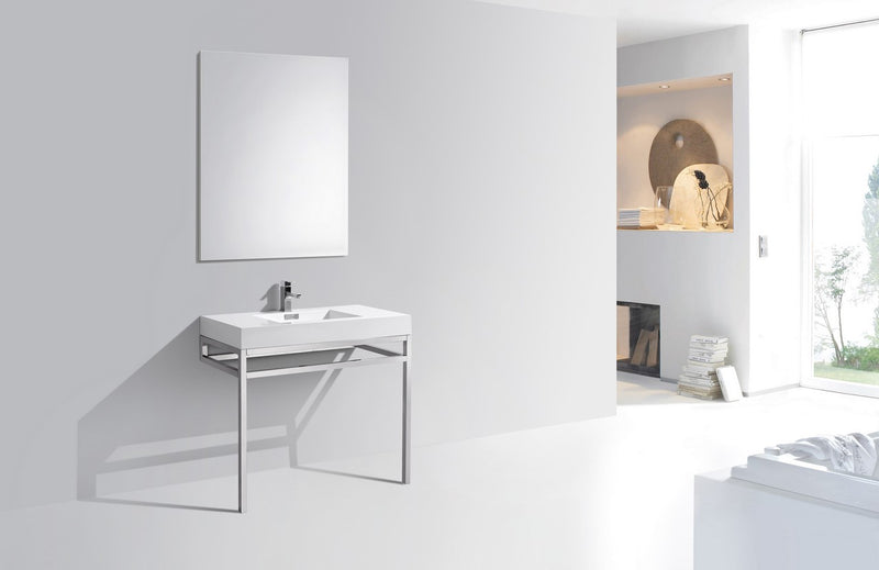 Kube Bath CH36 Haus 36" Chrome Stainless Steel Console Single Sink Bathroom Vanity with Reinforced Acrylic Composite Top - view 6