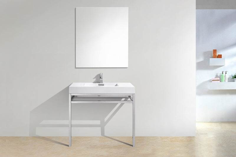 Kube Bath CH36 Haus 36" Chrome Stainless Steel Console Single Sink Bathroom Vanity with Reinforced Acrylic Composite Top - view 5