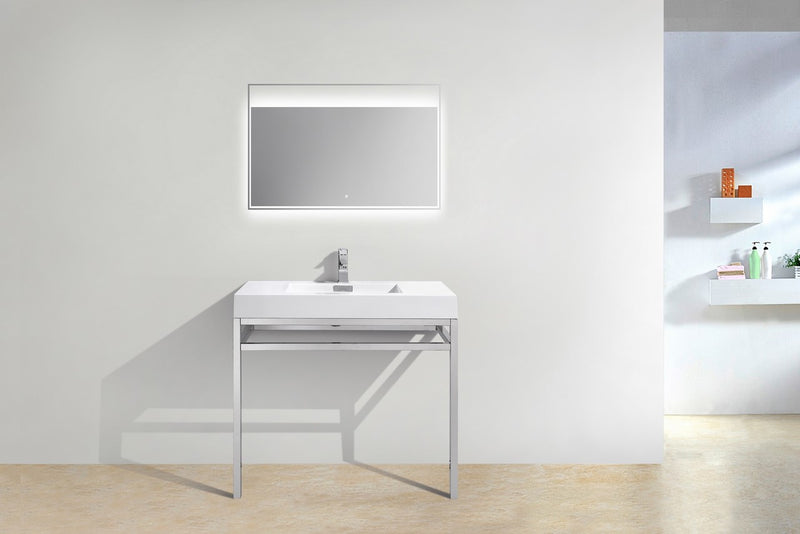 Kube Bath CH36 Haus 36" Chrome Stainless Steel Console Single Sink Bathroom Vanity with Reinforced Acrylic Composite Top - view 3
