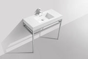 Kube Bath CH36 Haus 36" Chrome Stainless Steel Console Single Sink Bathroom Vanity with Reinforced Acrylic Composite Top - view 4