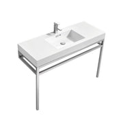 Kube Bath CH48 Haus 48" Chrome Stainless Steel Console Single Sink Bathroom Vanity with Reinforced Acrylic Composite Top