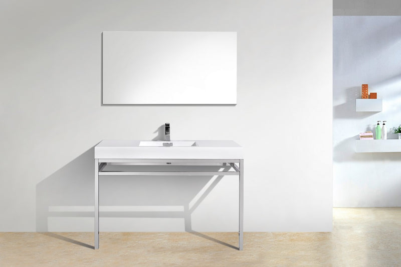 Kube Bath CH48 Haus 48" Chrome Stainless Steel Console Single Sink Bathroom Vanity with Reinforced Acrylic Composite Top - view 6