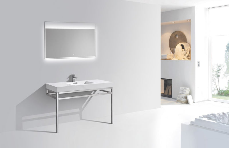 Kube Bath CH48 Haus 48" Chrome Stainless Steel Console Single Sink Bathroom Vanity with Reinforced Acrylic Composite Top - view 2