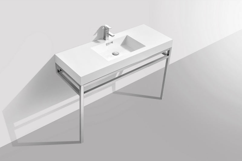 Kube Bath CH48 Haus 48" Chrome Stainless Steel Console Single Sink Bathroom Vanity with Reinforced Acrylic Composite Top - view 3