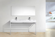 Kube Bath CH60D Haus 60" Chrome Stainless Steel Console Double Sink Bathroom Vanity with Reinforced Acrylic Composite Top - view 5