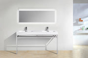 Kube Bath CH60D Haus 60" Chrome Stainless Steel Console Double Sink Bathroom Vanity with Reinforced Acrylic Composite Top - view 3