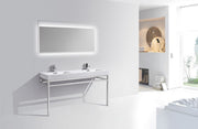 Kube Bath CH60D Haus 60" Chrome Stainless Steel Console Double Sink Bathroom Vanity with Reinforced Acrylic Composite Top - view 2