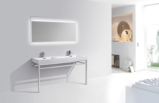 Kube Bath CH60D Haus 60" Chrome Stainless Steel Console Double Sink Bathroom Vanity with Reinforced Acrylic Composite Top - view 2