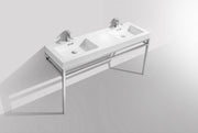 Kube Bath CH60D Haus 60" Chrome Stainless Steel Console Double Sink Bathroom Vanity with Reinforced Acrylic Composite Top - view 4