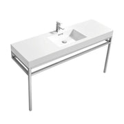 Kube Bath CH60S Haus 60" Chrome Stainless Steel Console Single Sink Bathroom Vanity with Reinforced Acrylic Composite Top