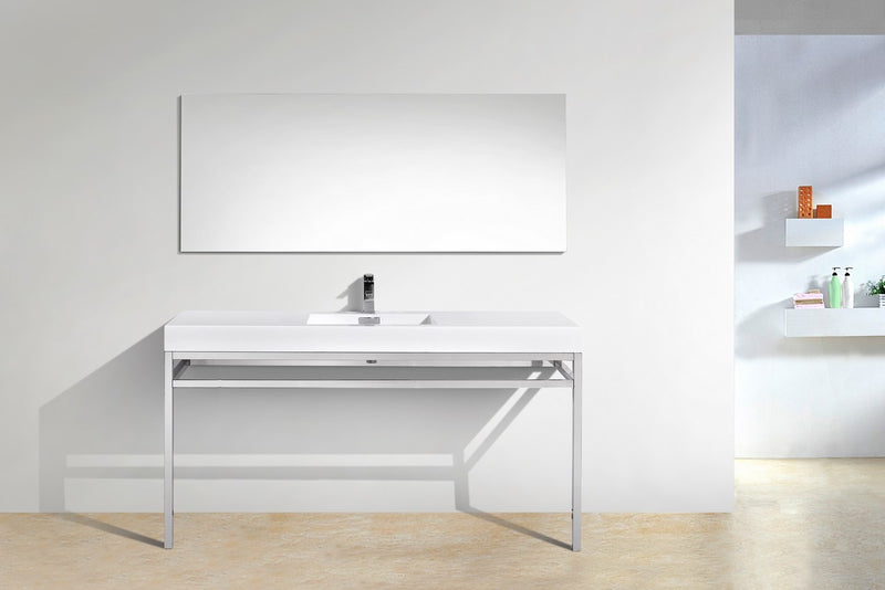 Kube Bath CH60S Haus 60" Chrome Stainless Steel Console Single Sink Bathroom Vanity with Reinforced Acrylic Composite Top - view 3