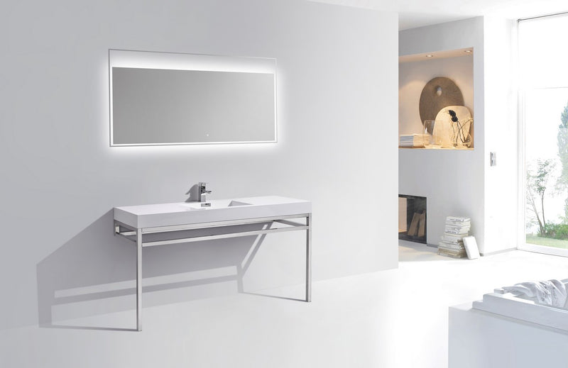 Kube Bath CH60S Haus 60" Chrome Stainless Steel Console Single Sink Bathroom Vanity with Reinforced Acrylic Composite Top - view 5