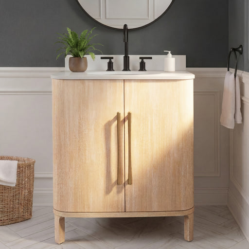 CI30EM08TL - Cirilla 30 In. Single Sink Pre-Assembled Transitional Style Bathroom Vanity With 3/4" White Engineered Marble Countertop