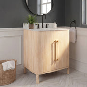 CI30EM08TL - Cirilla 30 In. Single Sink Pre-Assembled Transitional Style Bathroom Vanity With 3/4" White Engineered Marble Countertop