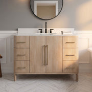 CI48EM08TL - Cirilla 48 In. Single Sink Pre-Assembled Transitional Style Bathroom Vanity With 3/4" White Engineered Marble Countertop