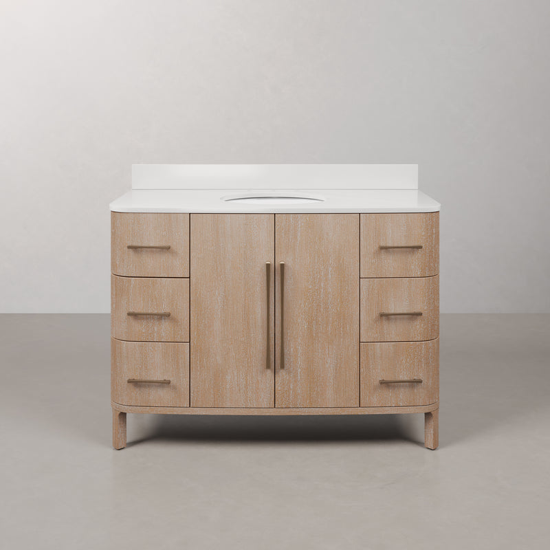 CI48EM08TL - Cirilla 48 In. Single Sink Pre-Assembled Transitional Style Bathroom Vanity With 3/4" White Engineered Marble Countertop
