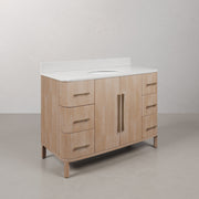 CI48EM08TL - Cirilla 48 In. Single Sink Pre-Assembled Transitional Style Bathroom Vanity With 3/4" White Engineered Marble Countertop