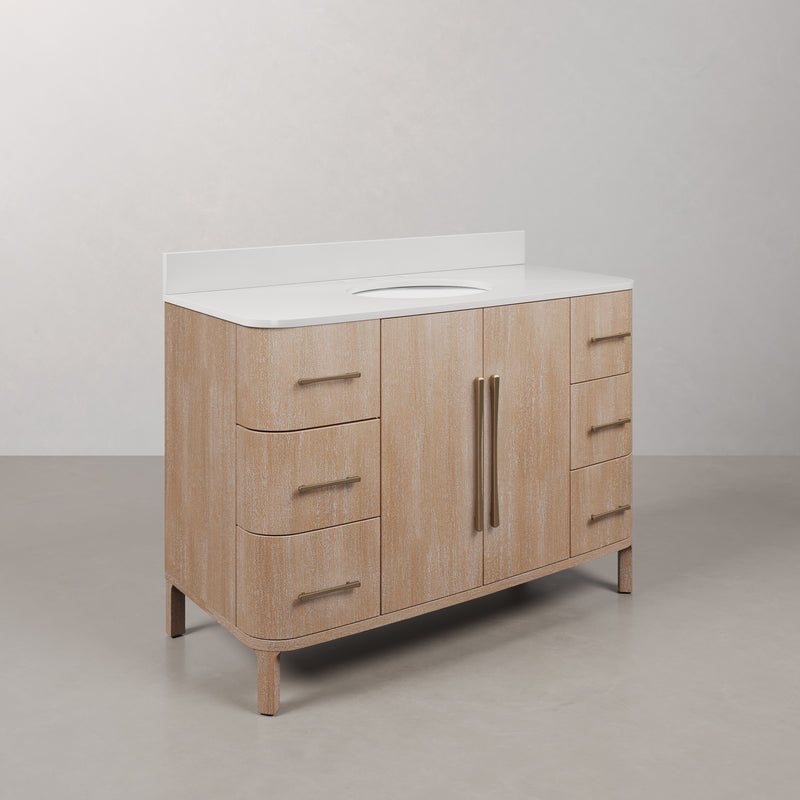 CI48EM08TL - Cirilla 48 In. Single Sink Pre-Assembled Transitional Style Bathroom Vanity With 3/4" White Engineered Marble Countertop