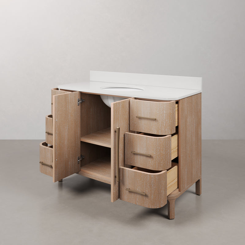 CI48EM08TL - Cirilla 48 In. Single Sink Pre-Assembled Transitional Style Bathroom Vanity With 3/4" White Engineered Marble Countertop