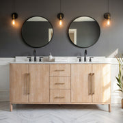 CI72EM08TL - Cirilla 72 In. Double Sinks Pre-Assembled Transitional Style Bathroom Vanity With 3/4" White Engineered Marble Countertop