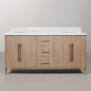 CI72EM08TL - Cirilla 72 In. Double Sinks Pre-Assembled Transitional Style Bathroom Vanity With 3/4" White Engineered Marble Countertop