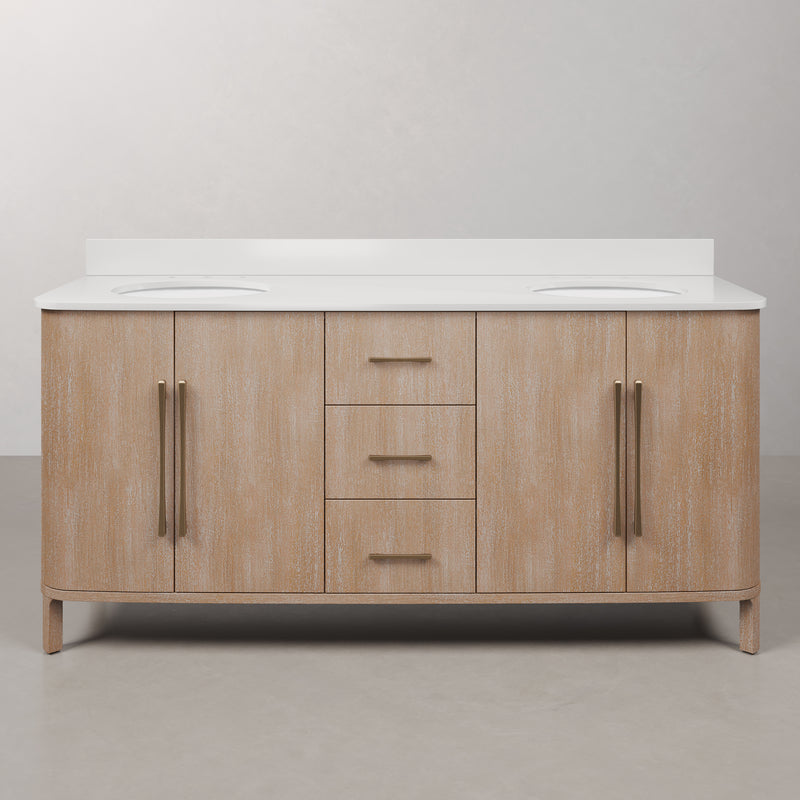 CI72EM08TL - Cirilla 72 In. Double Sinks Pre-Assembled Transitional Style Bathroom Vanity With 3/4" White Engineered Marble Countertop