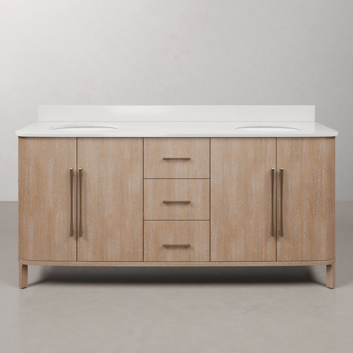 CI72EM08TL - Cirilla 72 In. Double Sinks Pre-Assembled Transitional Style Bathroom Vanity With 3/4" White Engineered Marble Countertop