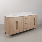 CI72EM08TL - Cirilla 72 In. Double Sinks Pre-Assembled Transitional Style Bathroom Vanity With 3/4" White Engineered Marble Countertop