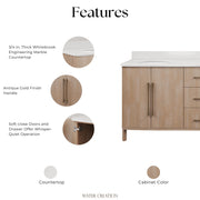 CI72EM08TL - Cirilla 72 In. Double Sinks Pre-Assembled Transitional Style Bathroom Vanity With 3/4" White Engineered Marble Countertop