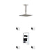 Kube Bath CR2004J2V Aqua Piazza Chrome Shower Set with 8" Ceiling Mount Square Rain Shower and 4 Body Jets