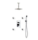 Kube Bath CR2004JHH3V Aqua Piazza Chrome Shower Set with 8" Ceiling Mount Square Rain Shower, Handheld and 4 Body Jets