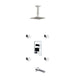 Kube Bath CR2004JTF3V Aqua Piazza Chrome Shower Set with 8" Ceiling Mount Square Rain Shower, Tub Filler and 4 Body Jets