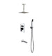 Kube Bath CR200HHTF3V Aqua Piazza Chrome Shower Set with 8" Ceiling Mount Square Rain Shower, Handheld and Tub Filler