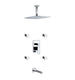Kube Bath CR3004JTF3V Aqua Piazza Chrome Shower Set with 12" Ceiling Mount Square Rain Shower, Tub Filler and 4 Body Jets