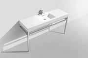 Kube Bath CH60S Haus 60" Chrome Stainless Steel Console Single Sink Bathroom Vanity with Reinforced Acrylic Composite Top - view 4