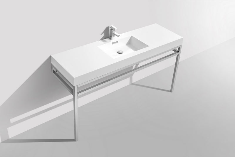 Kube Bath CH60S Haus 60" Chrome Stainless Steel Console Single Sink Bathroom Vanity with Reinforced Acrylic Composite Top - view 4