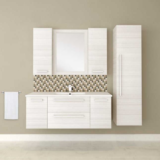 Cutler FV W/CHOCOLATE48 Silhouette 48" Single Sink Wall Mount Cultured Marble Top Bathroom Vanity - White Chocolate